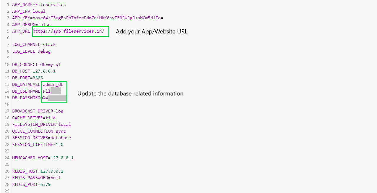 Configuration of the .env file, Part 2, detailing mail and PayPal payment settings